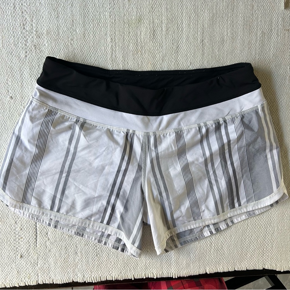 Lululemon Women's Black and White Striped Shorts
